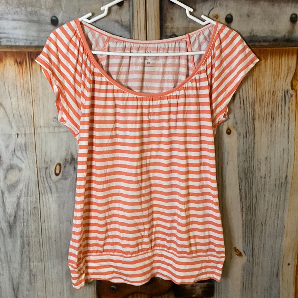 NY&Co Cap Sleeve Striped Cotton Tee